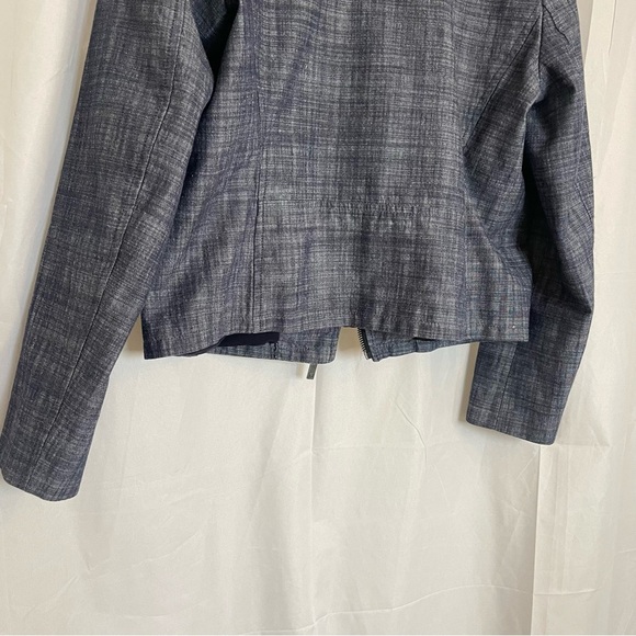 LIZ CLAIBORNE Women’s Blue Lined Moto Zip Up Cropped Jacket Size Medium - Picture 16 of 16